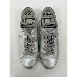 Dolce Vita Zalen Silver Metallic Leather Sneakers 8.5 Thick Insole Low Top